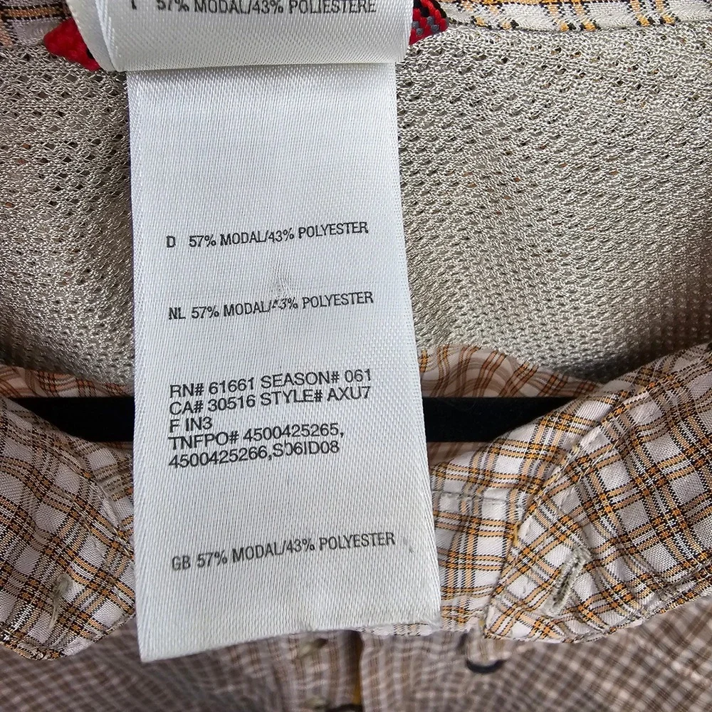 The North Face Mens Large Tan Plaid Vented Short Sleeve Button Down Shirt Hiking